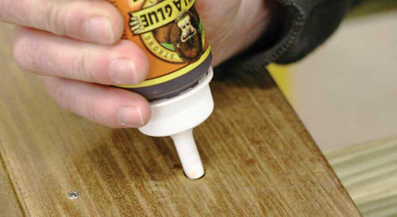 Securing Hardwood Plug with Gorilla Glue® adhesive