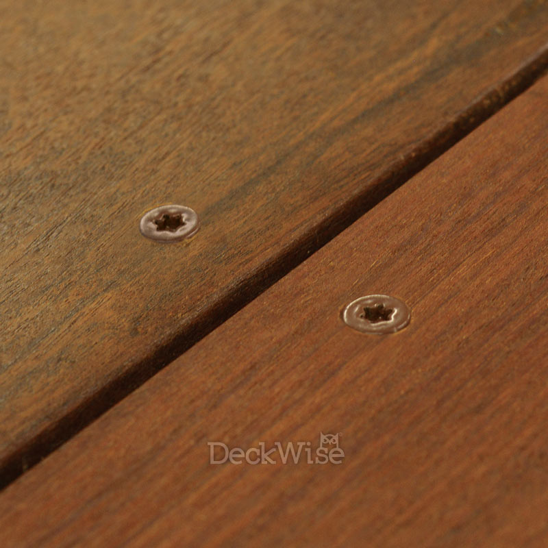 Hardwood Brown Bugle-Head Screw installed on deck